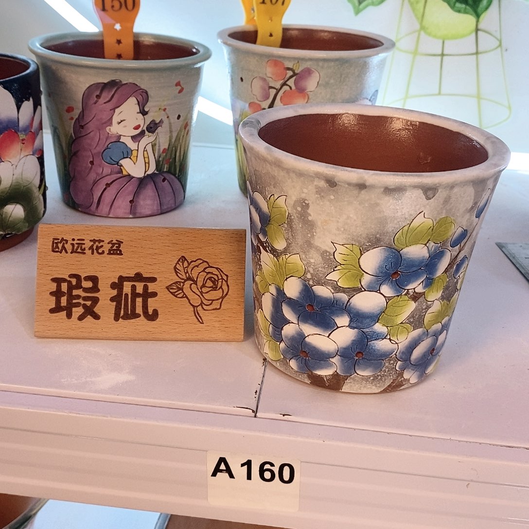 紫砂花盆红陶手绘花盆