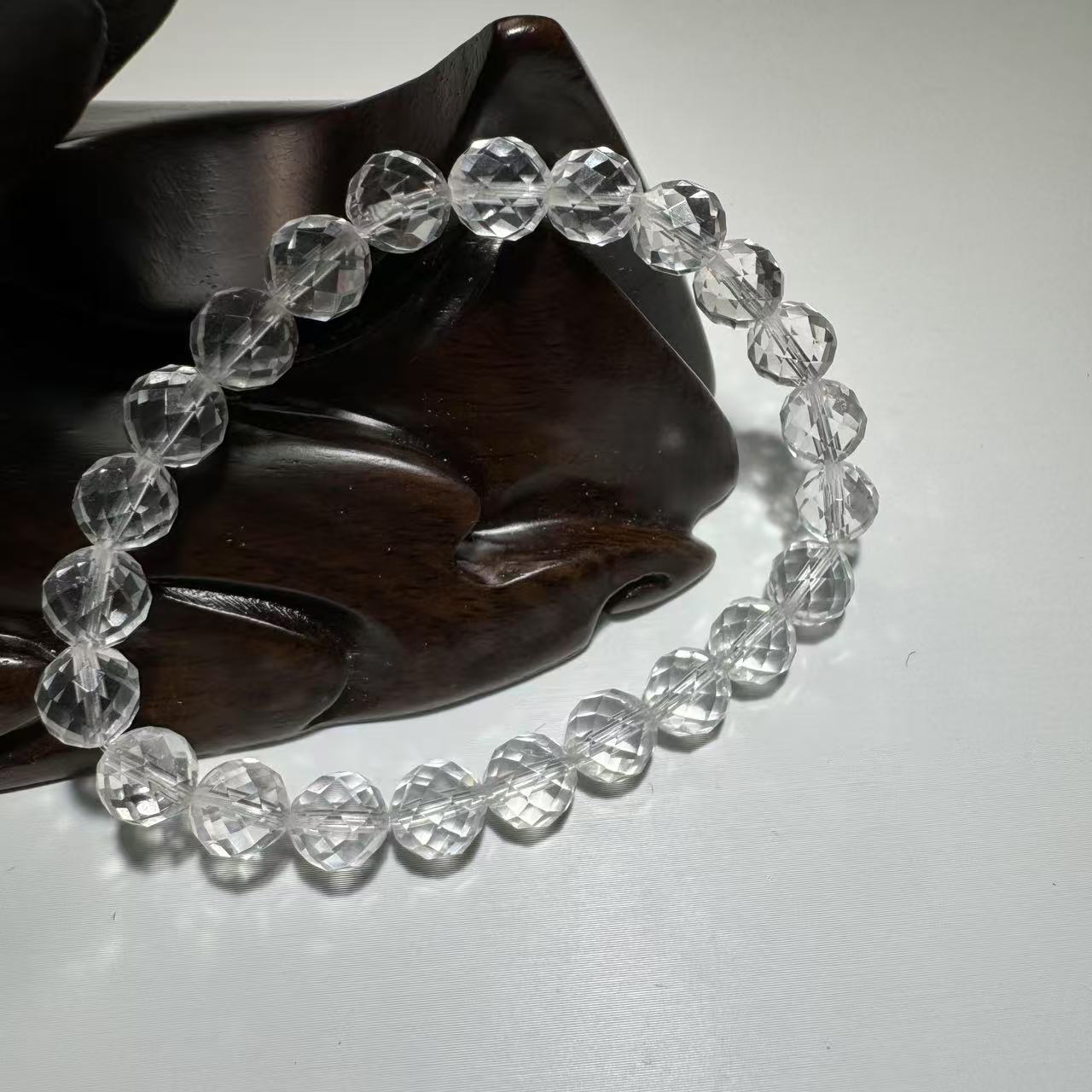 [水晶研究员]  天然磨砂切面白喜玛水晶手串  Z118  多样性发其一