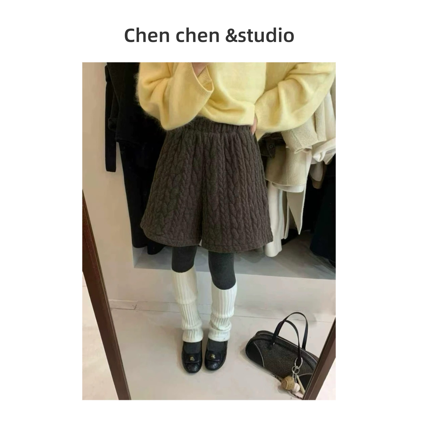 【麻花纹夹棉A字裤裙】慵懒漫画腿抽绳松紧腰针织显腿长短款靴裤