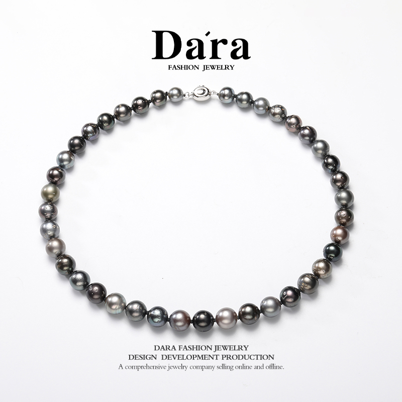DARA/戴拉【明星会】S925银海水大溪地8-11mm香水瓶扣珍珠项链
