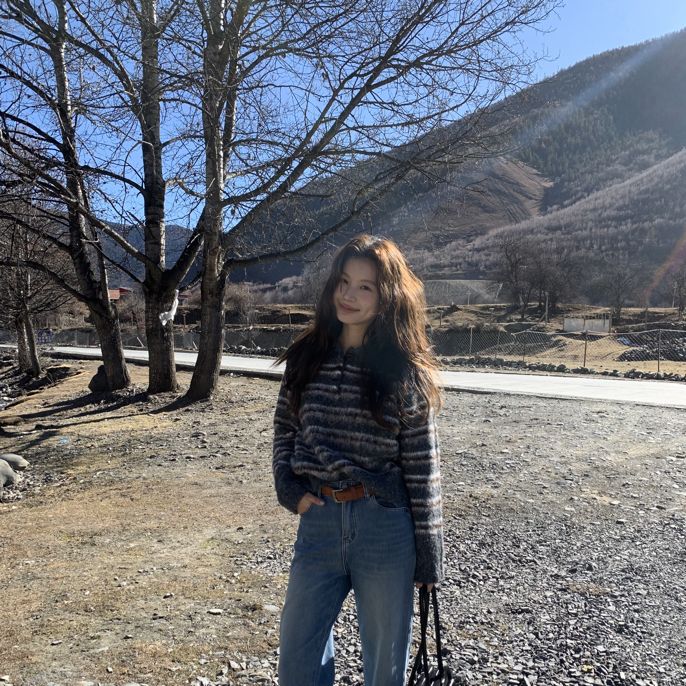 THESE DAY/复古加绒设计款直筒水洗牛仔裤腰带套装（No退No换）