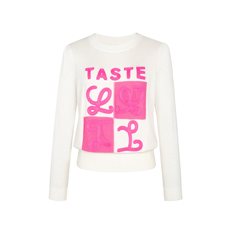 【诗语专属】商场同款春秋新品撞色提花绵羊毛针织衫NDY1A41569