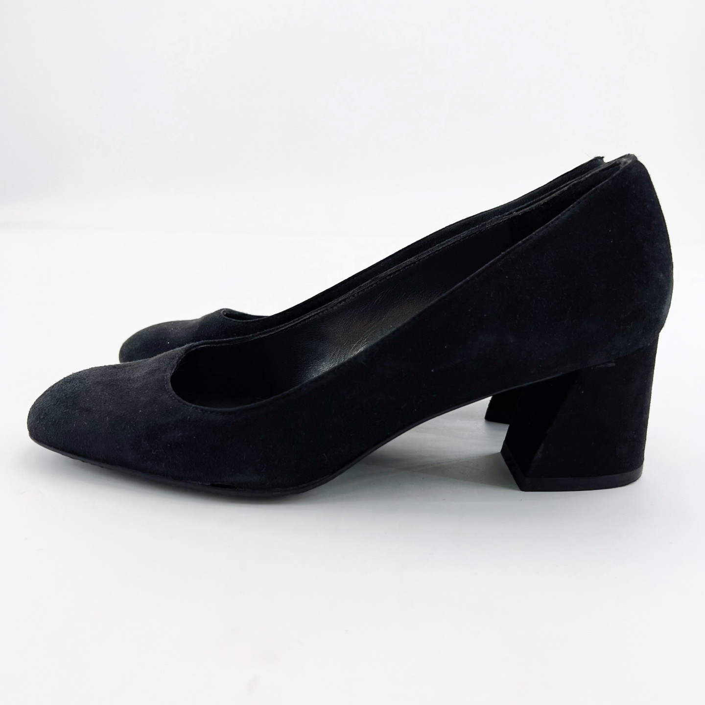 95新 StuartWeitzman 40码/黑色麂皮粗跟高跟鞋/16080872