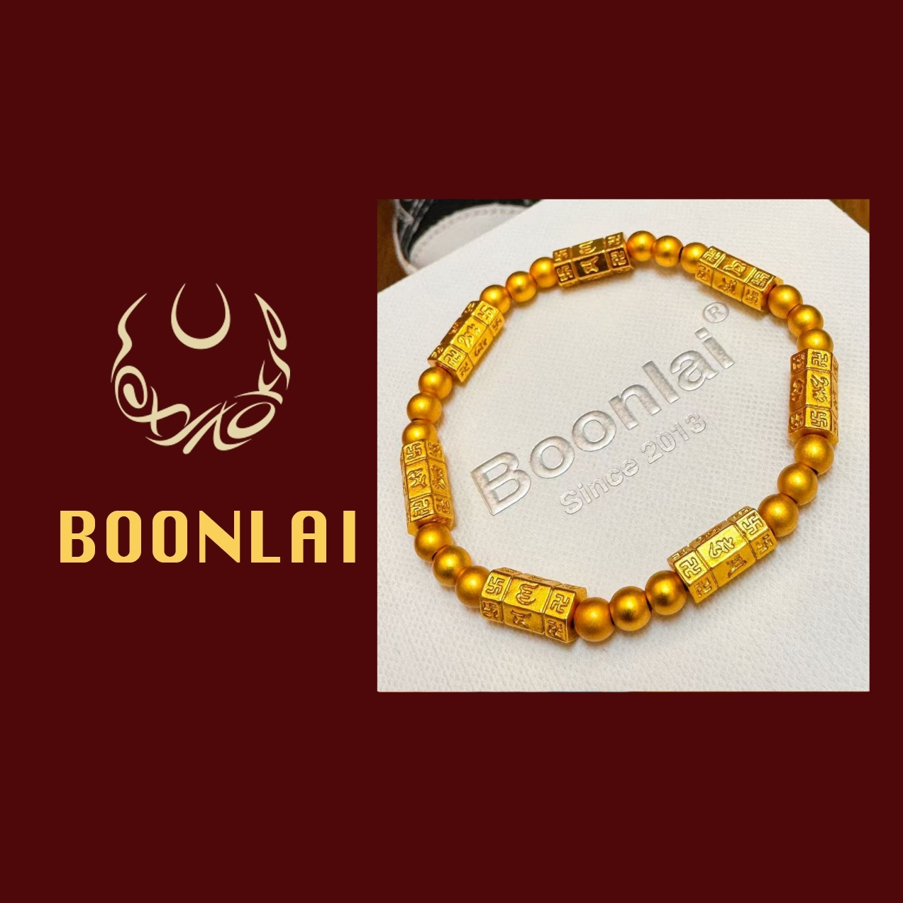 铜合金手链 Boonlai 古法真言转运珠珠经轮手串4110