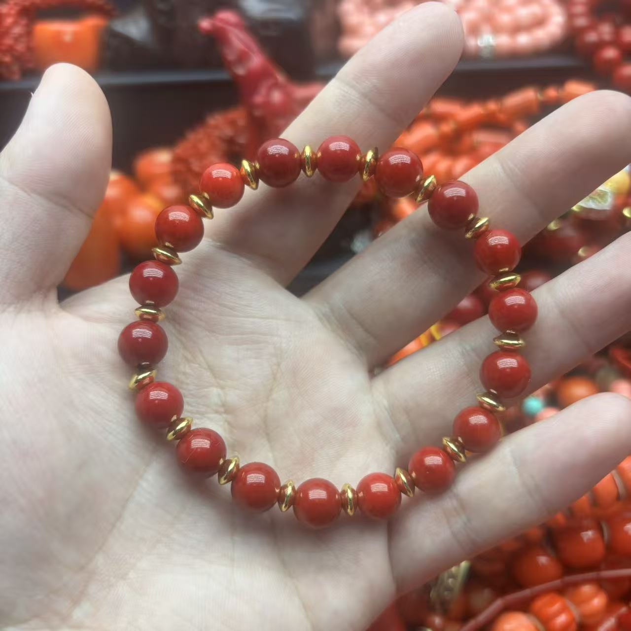 非金属木质手链 天然海枝枝约9mm有虫皮虫眼圆珠手串（介意勿拍）