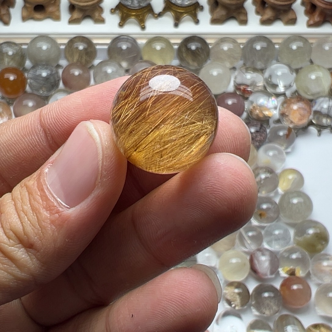 A***0未镶嵌水晶珠宝半成品发晶球