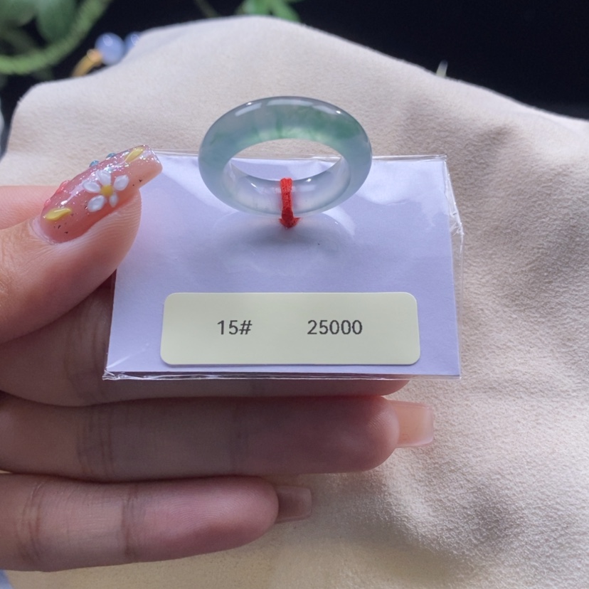【闪购商品】翡翠戒指未镶嵌O****.高冰飘花戒指15号