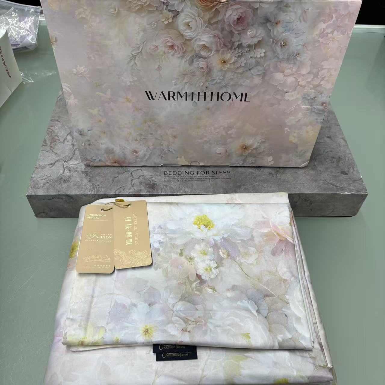 【高货清仓】km高端纯棉数码印花高支四件套-春华物语-粉