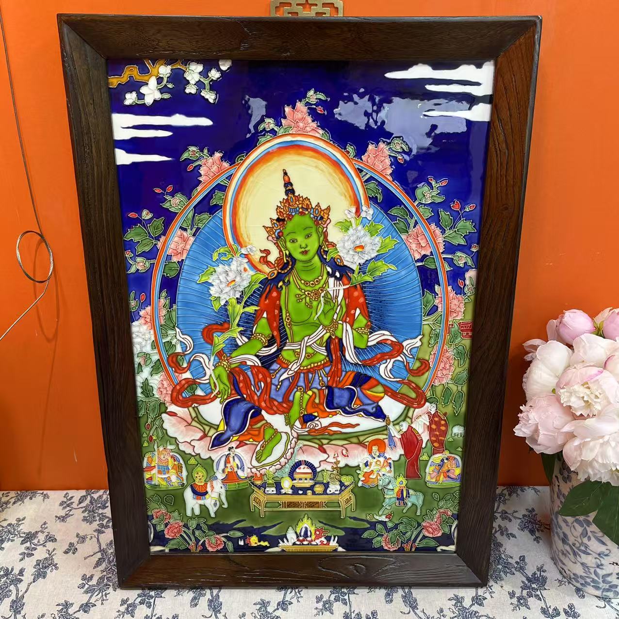 【覌舆】40*60墙挂新中式文创复古风沙发墙壁陶瓷装饰画墙挂摆件