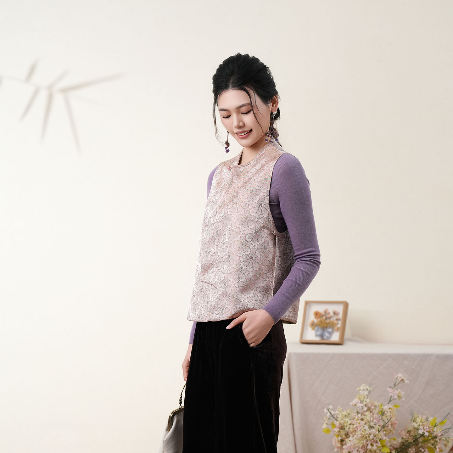 布符新中式「繁花似锦双面穿马甲」2026年新品春季国风女款NCMJ34