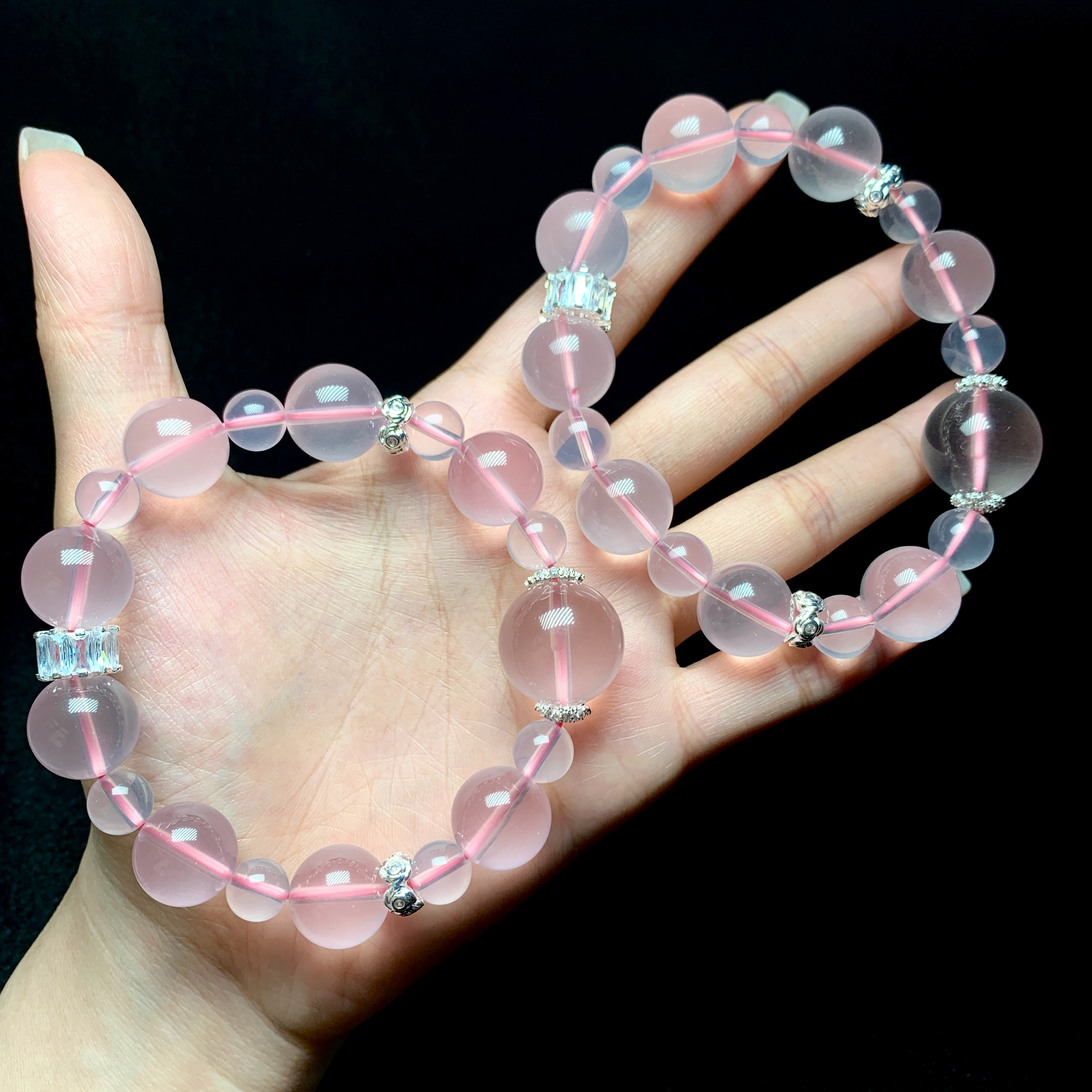 【云上好物】12 DS37115-粉水晶DIY单圈手串-多样性发一件-12mm（JG）