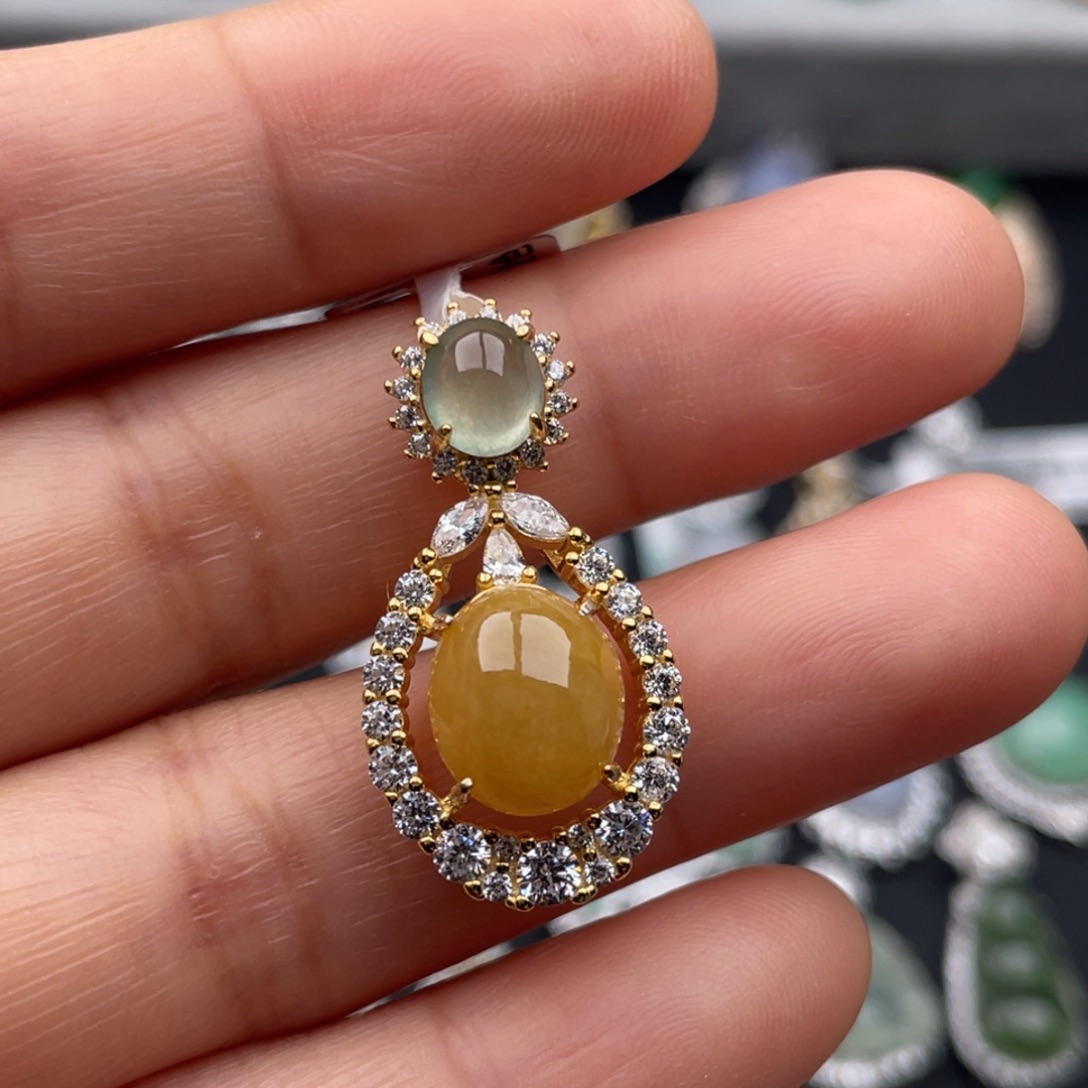 翡翠银S925镶嵌吊坠(不含链)