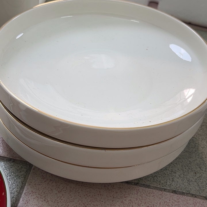 可***里新骨瓷三个餐盘菜盘7.5寸微瑕尾货完美主义者慎拍