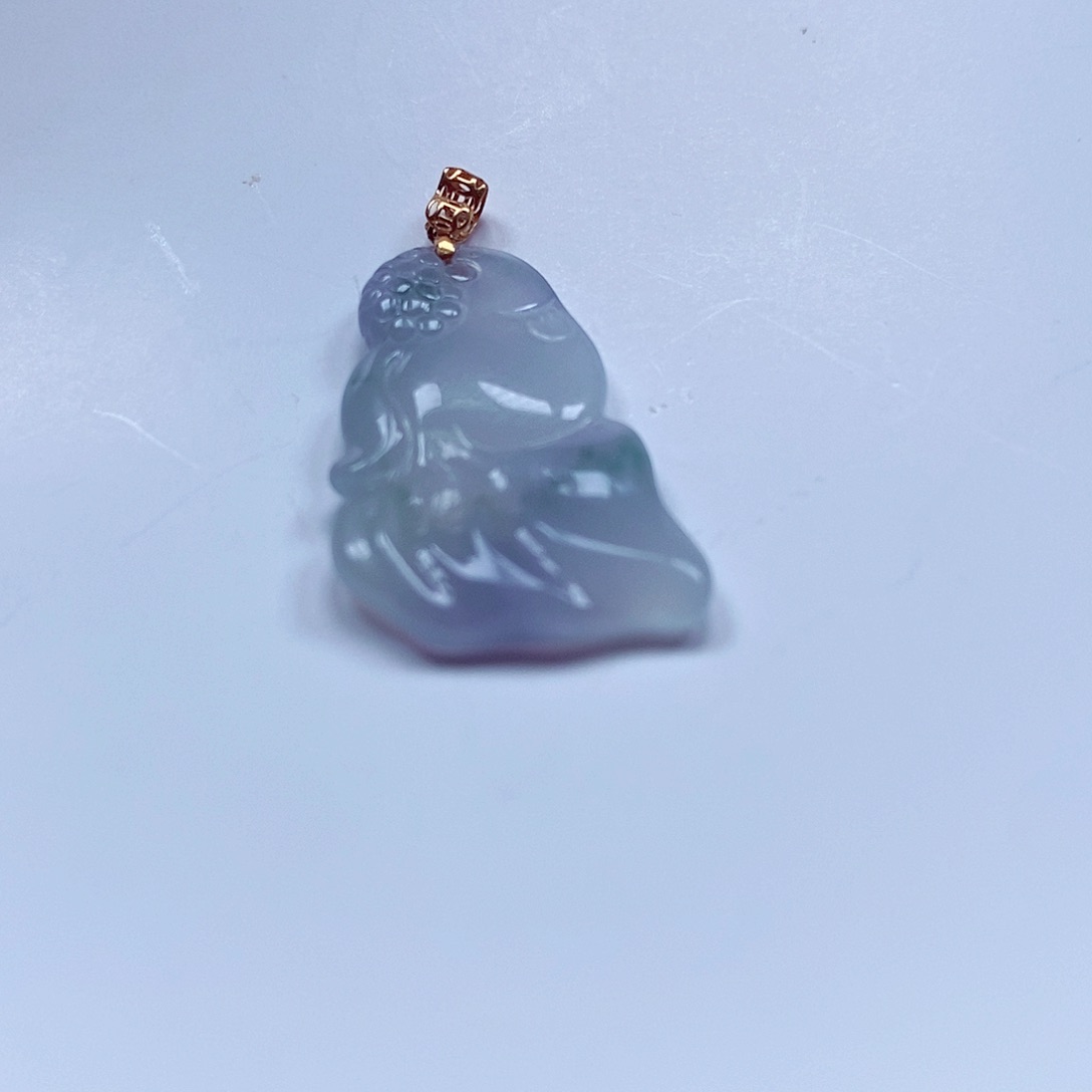 翡翠吊坠(赠链)18K金镶嵌吊坠