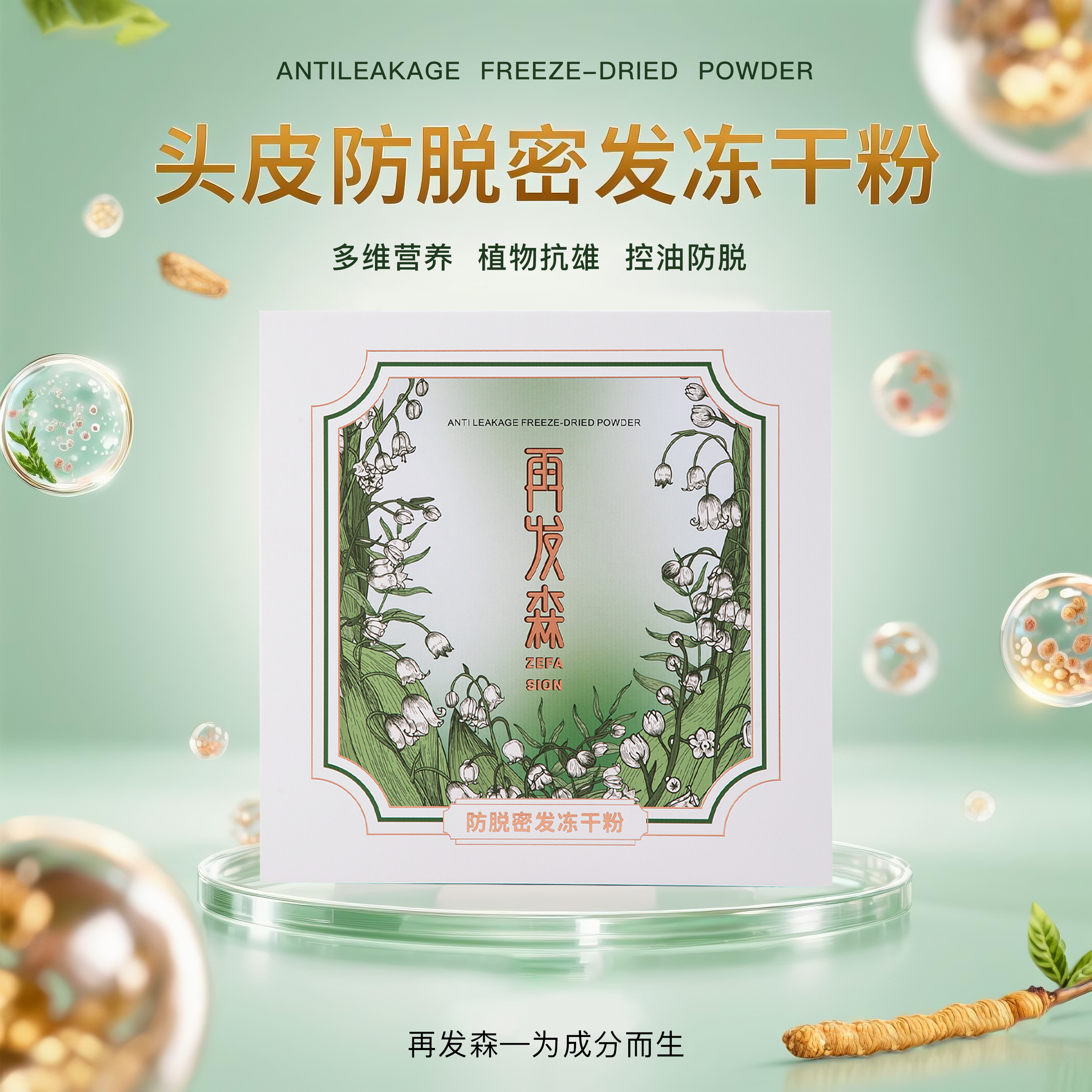 再发森防脱密发DHT阻断剂头皮护理控油舒缓防脱密发营养冻干粉
