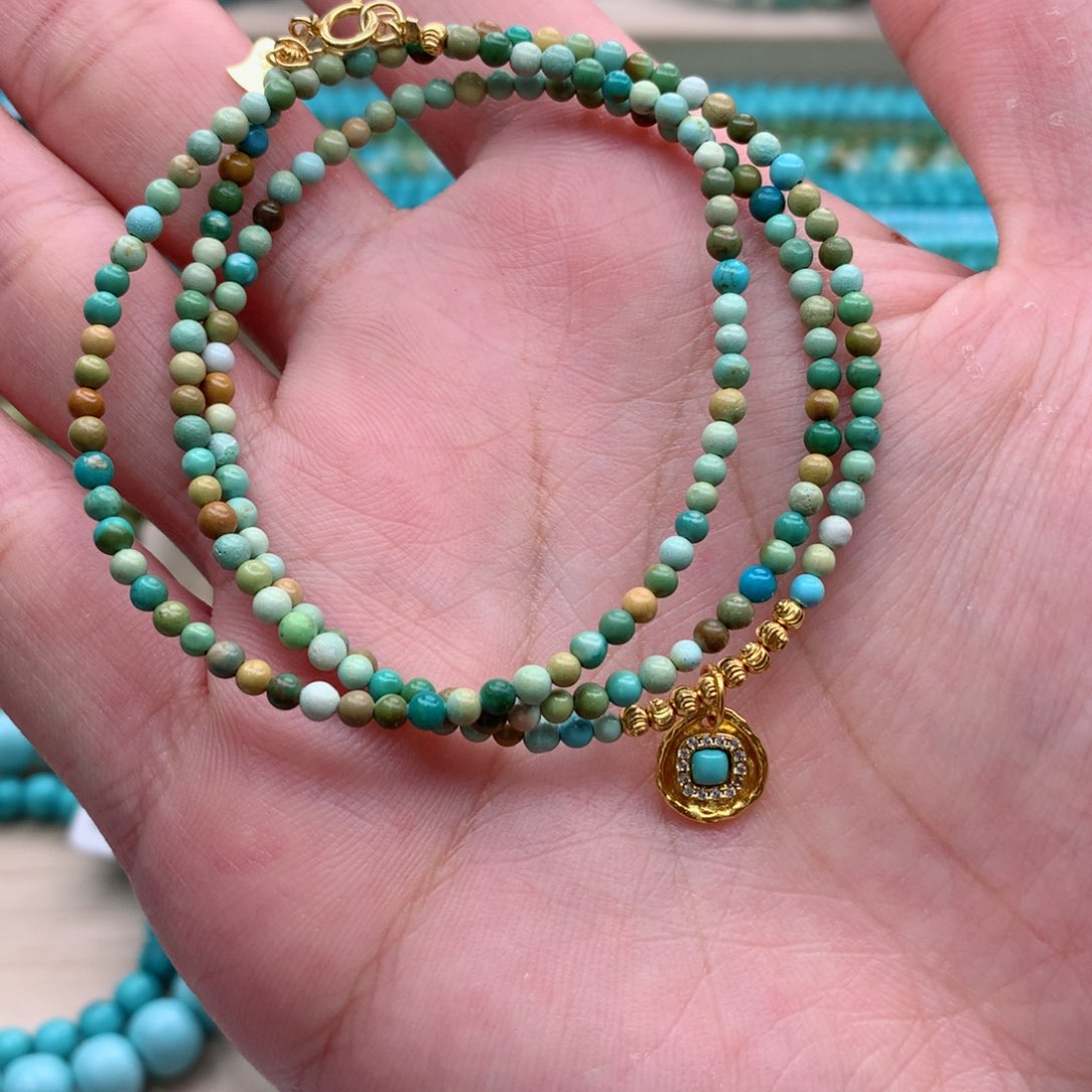 绿松石珠宝奇石银S925镶嵌