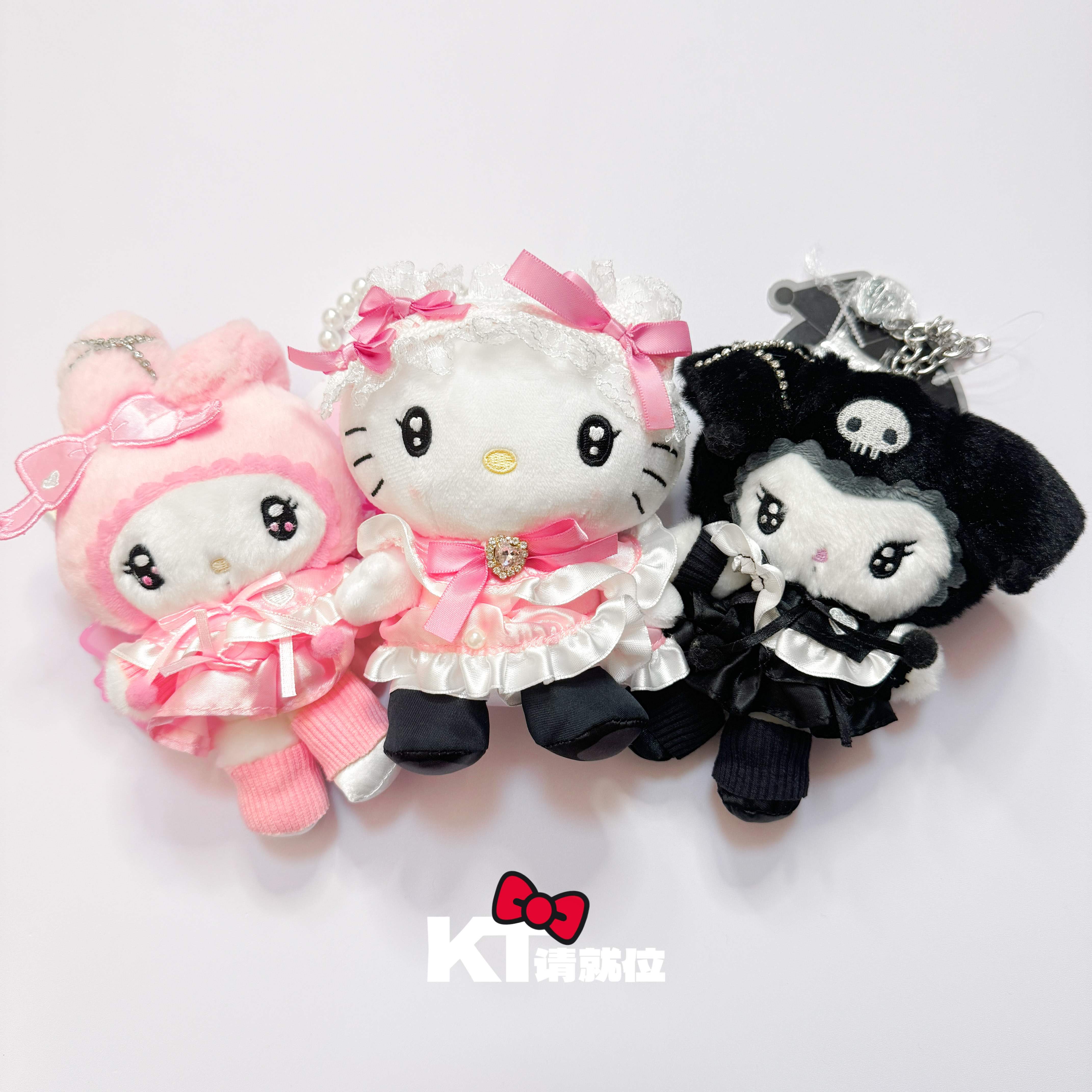 【妆美堂kitty】珍珠水钻蝴蝶结蕾丝地雷少女系 日版三丽鸥毛绒挂件