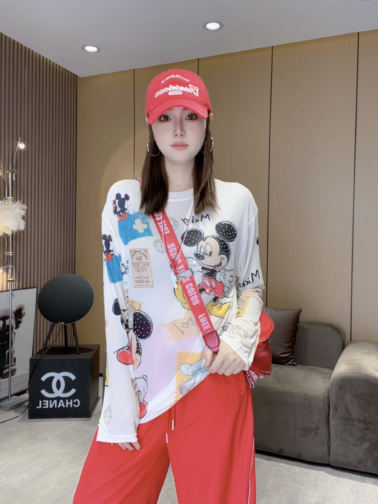 LL11【米奇网纱防晒罩衫】夏季烫钻速干网纱设计感防晒T恤