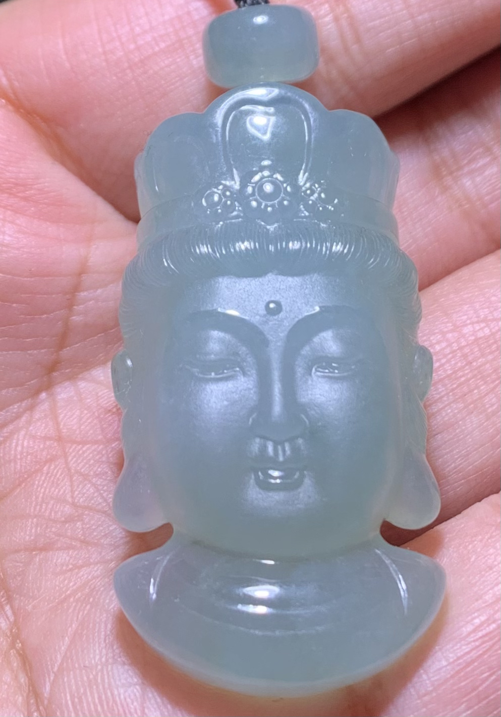 【佛头•虚空藏菩萨】缅甸天然A货翡翠冰种晴绿虚空藏菩萨牛虎本命佛