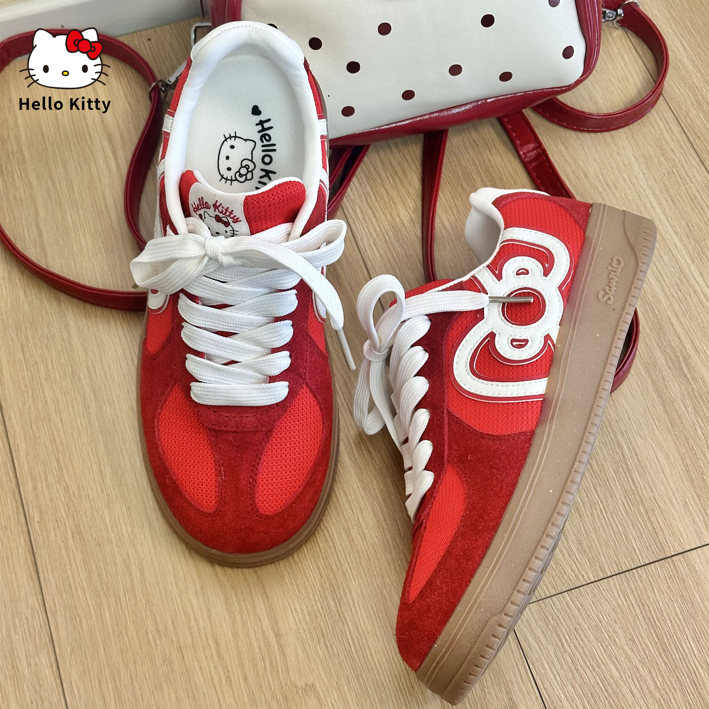 HelloKitty正品 2025年凯蒂红撞色百搭休闲时尚德训鞋女软底板鞋