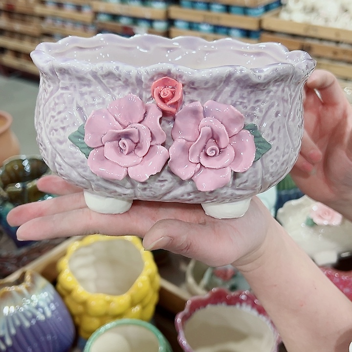 有孔，凑单福利满10元发货陶瓷多肉花盆！