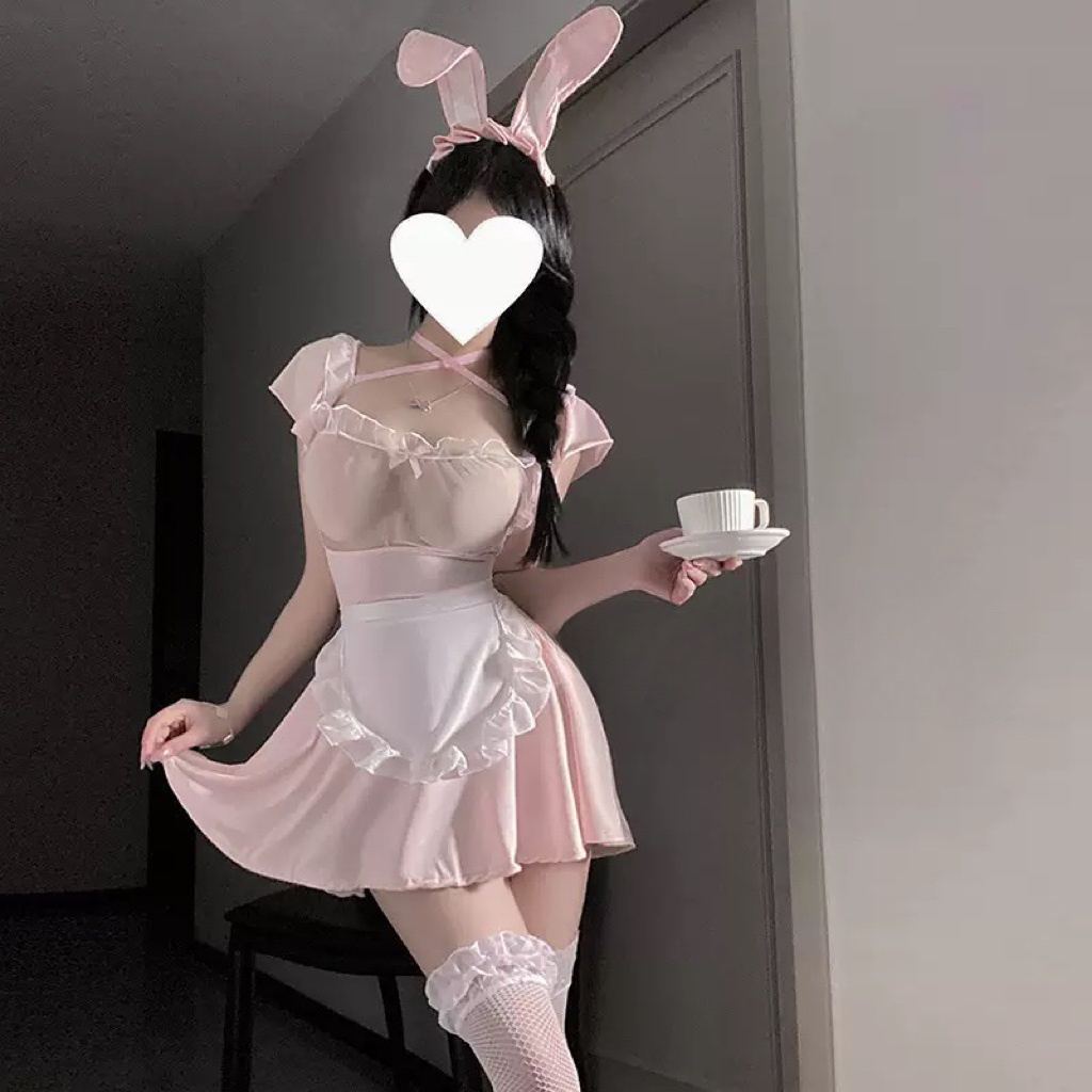 纯欲可爱小兔叽cos兔女郎女仆蝴蝶结套装战袍【伍月柒号！no退no换】