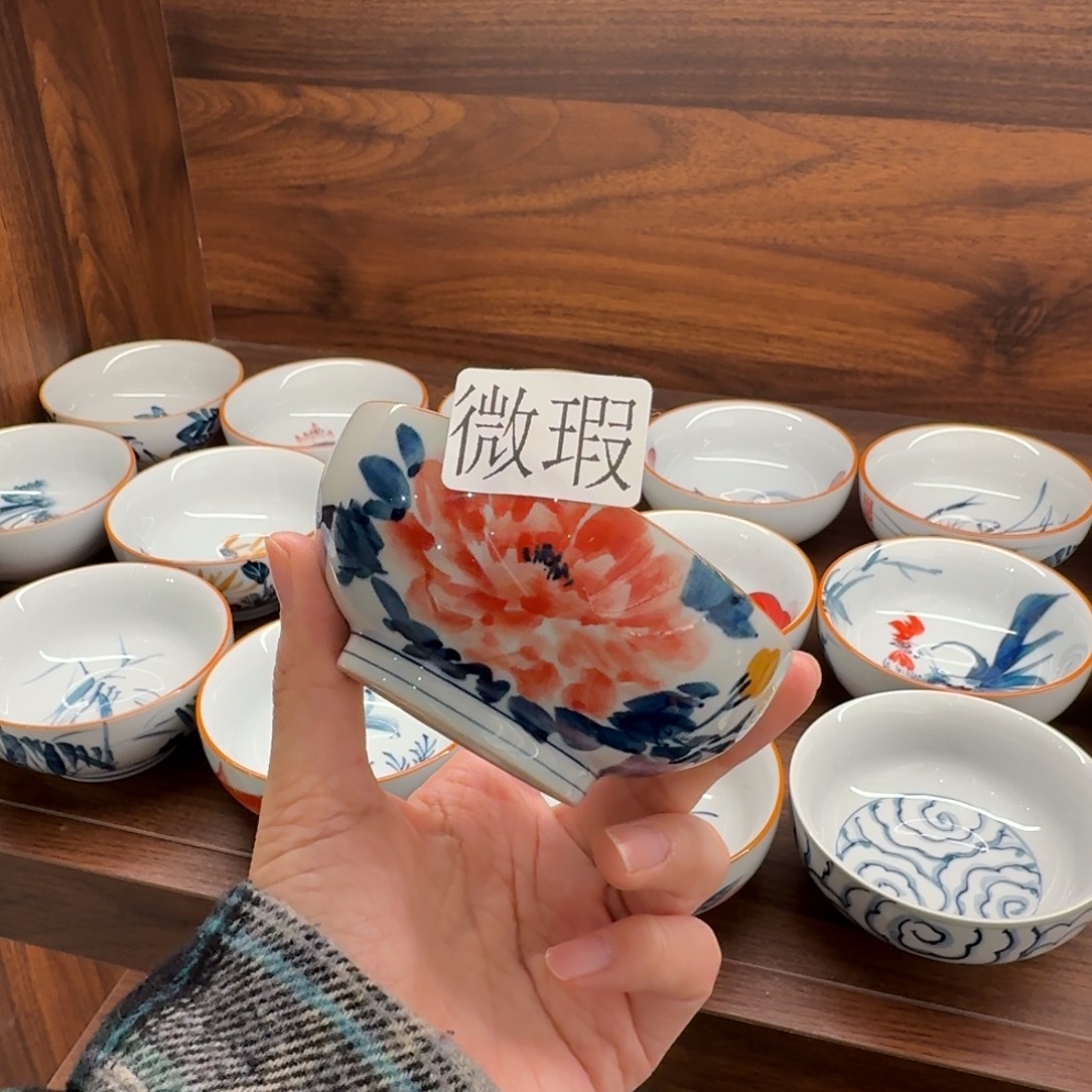 釉下手绘茶具微瑕