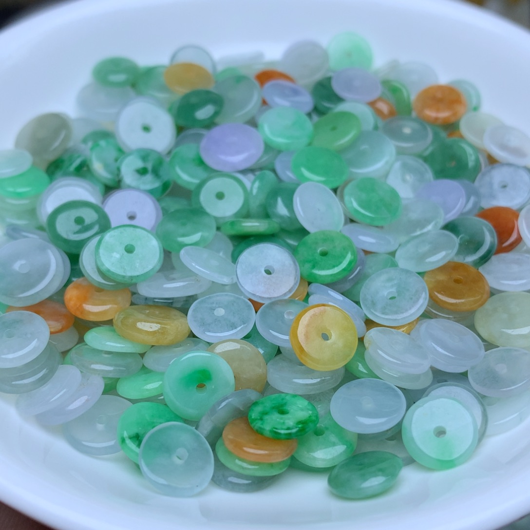 【闪购商品】翡翠手链未镶嵌卡8冰三彩平安扣10个