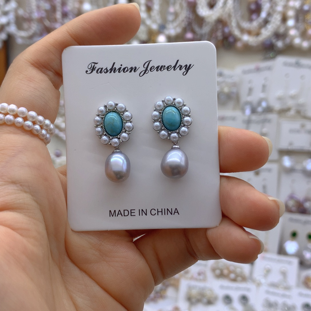 合金淡水珍珠耳饰项链