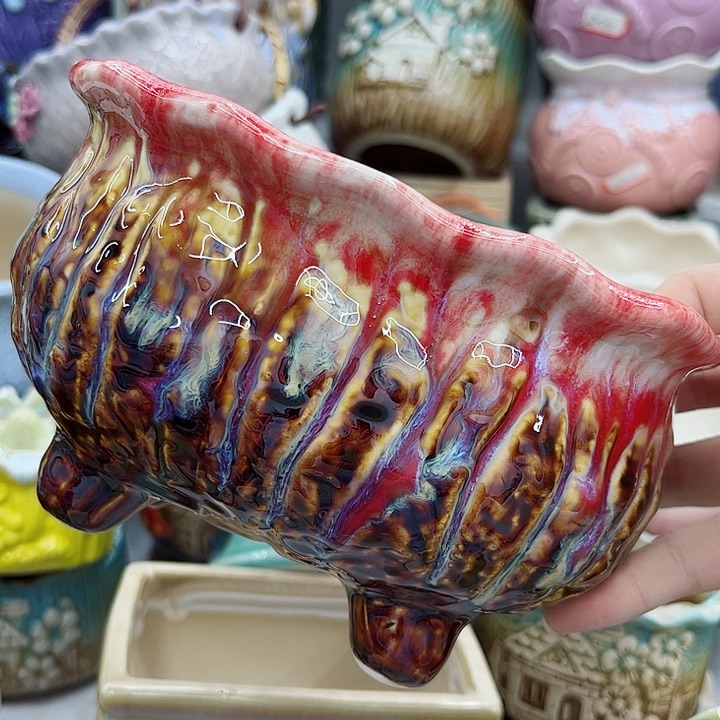 多肉绿植陶瓷花盆9.9包邮，有孔