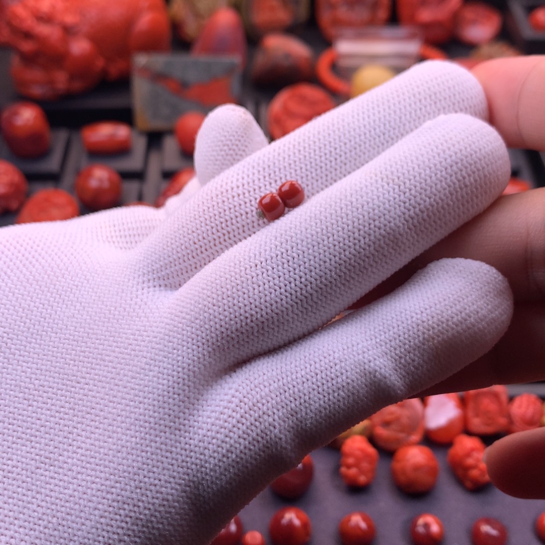 南红玛瑙未镶嵌川料原矿满色满肉老型对珠5mm