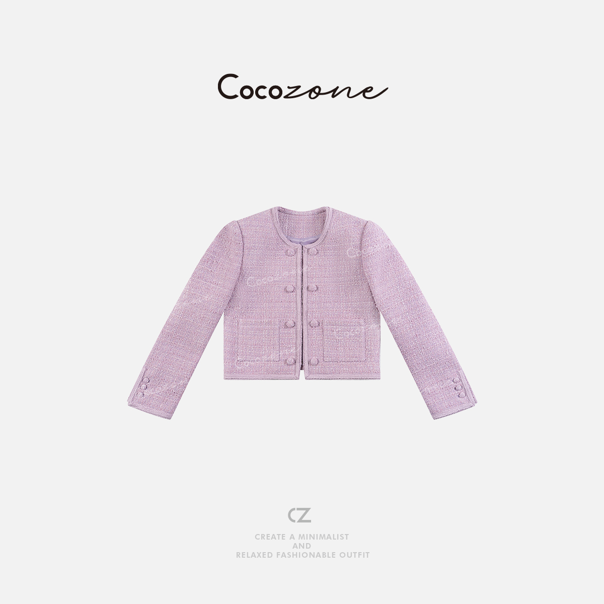 COCO ZONE 刘一一 “玫瑰乐园”新款法式小香风圆领外套ACD1A0097