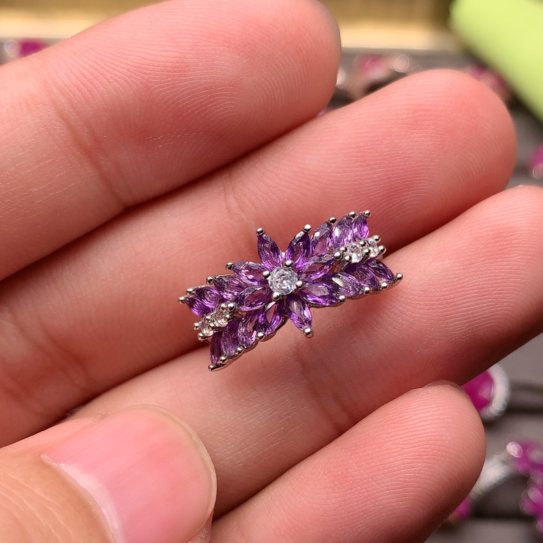 紫晶戒指银S925镶嵌000000