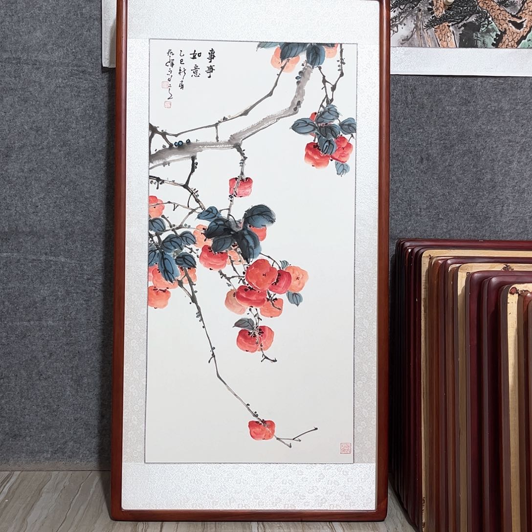 国画书画作品带框123×63厘米
