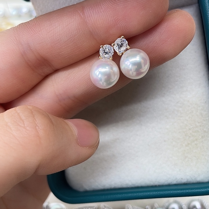 银S925镶嵌海水珍珠耳饰