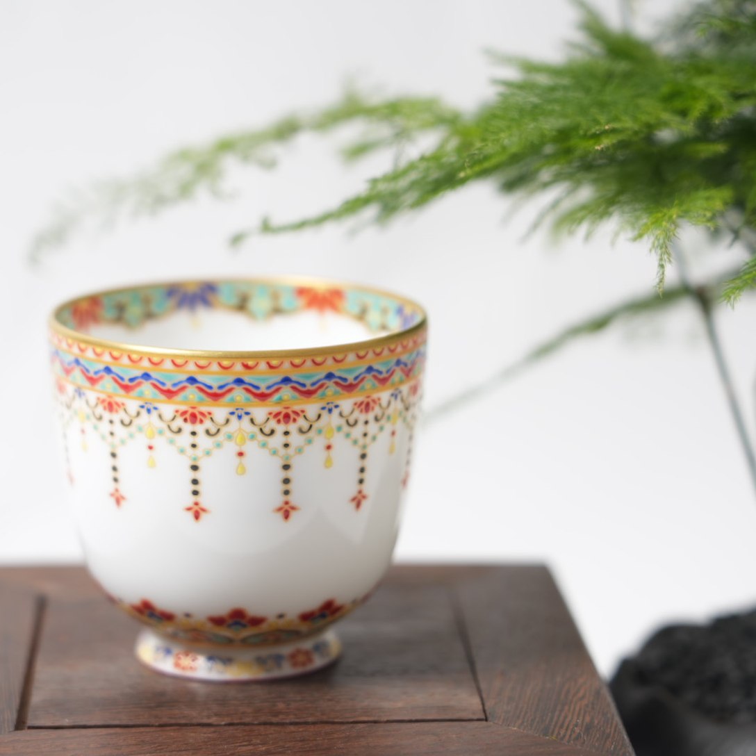 景德镇陶瓷-古县衙金银错金彩口直杯