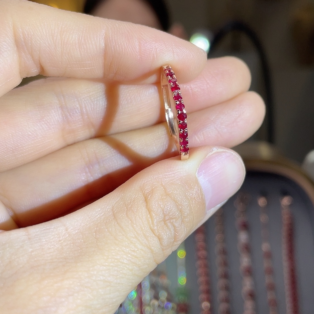 戒指银S925镶嵌红宝石