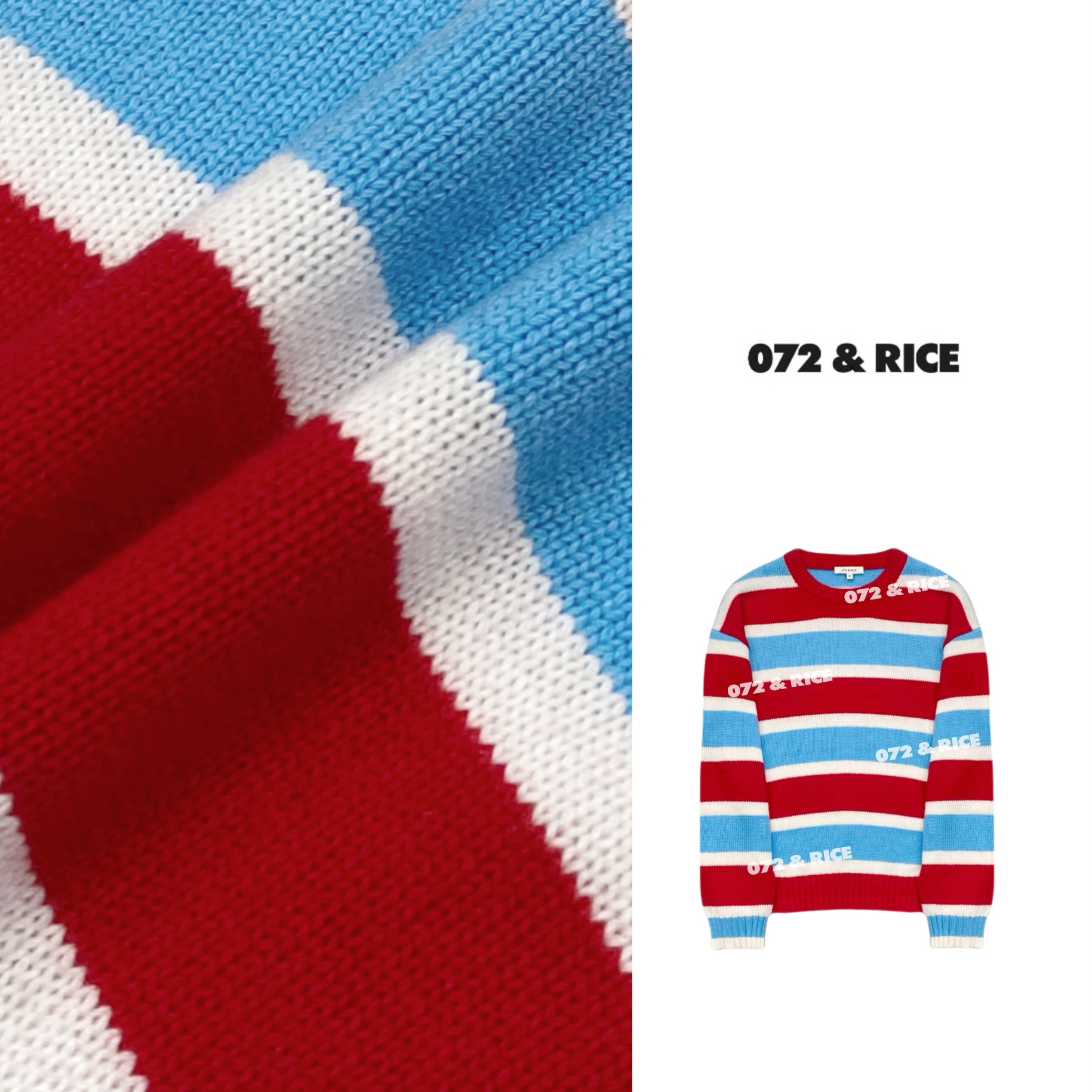 072 & RICE【美年达】秋季休闲圆领条纹长袖针织衫 31JH015 FF11