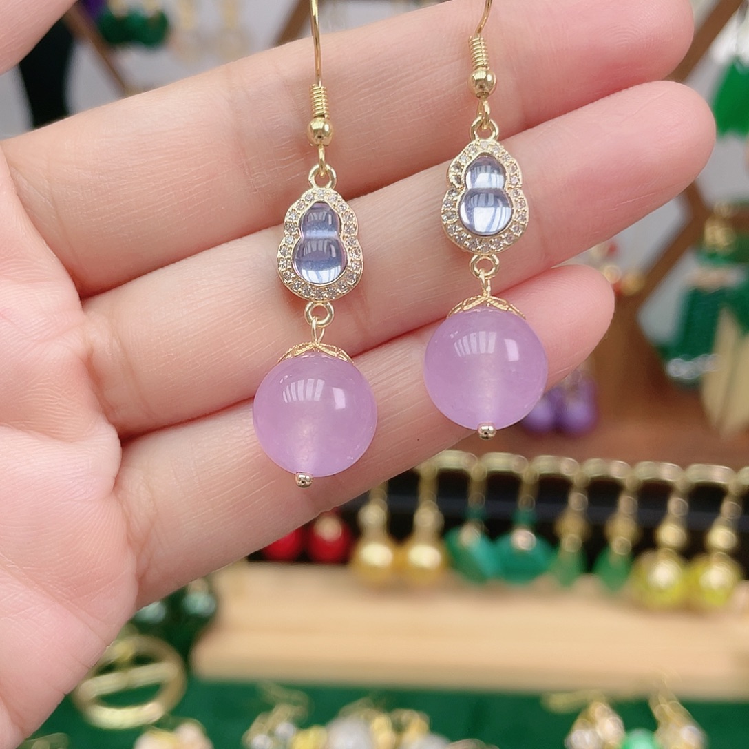 玛瑙/玉髓合金耳饰