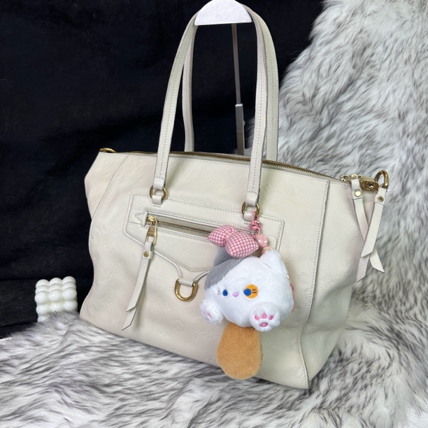 95新 LouisVuitton/路易威登 白色老花单肩托特包