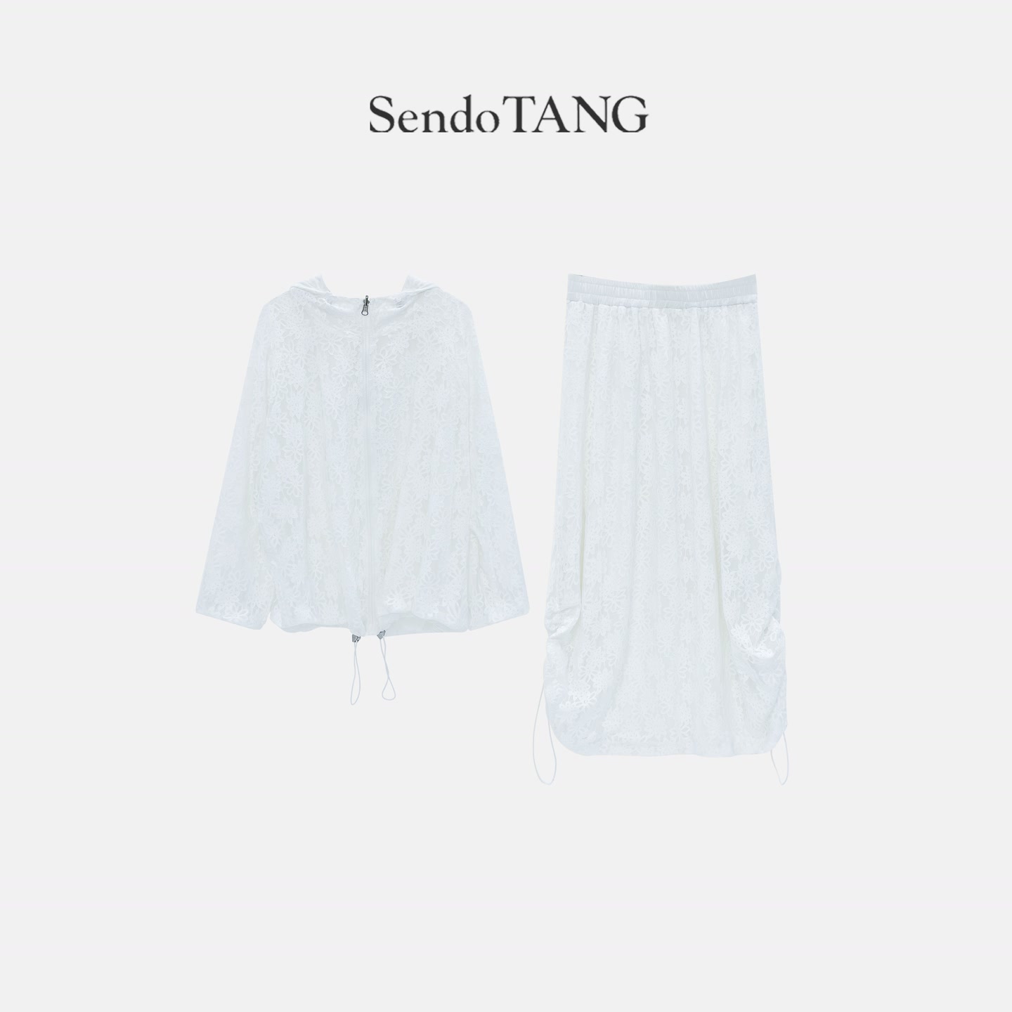 蕾丝套装【云霓】胖多女装春夏新款时尚百搭宽松显瘦上衣半裙套装