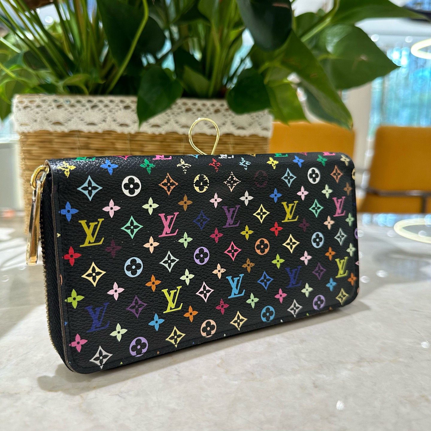 95新 LouisVuitton/路易威登 黑三彩长款钱包钱夹W110140二店