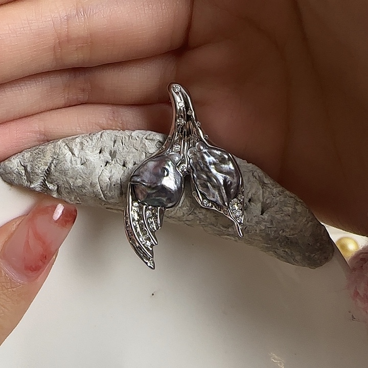 海水珍珠吊坠(不含链)银S925镶嵌微****^