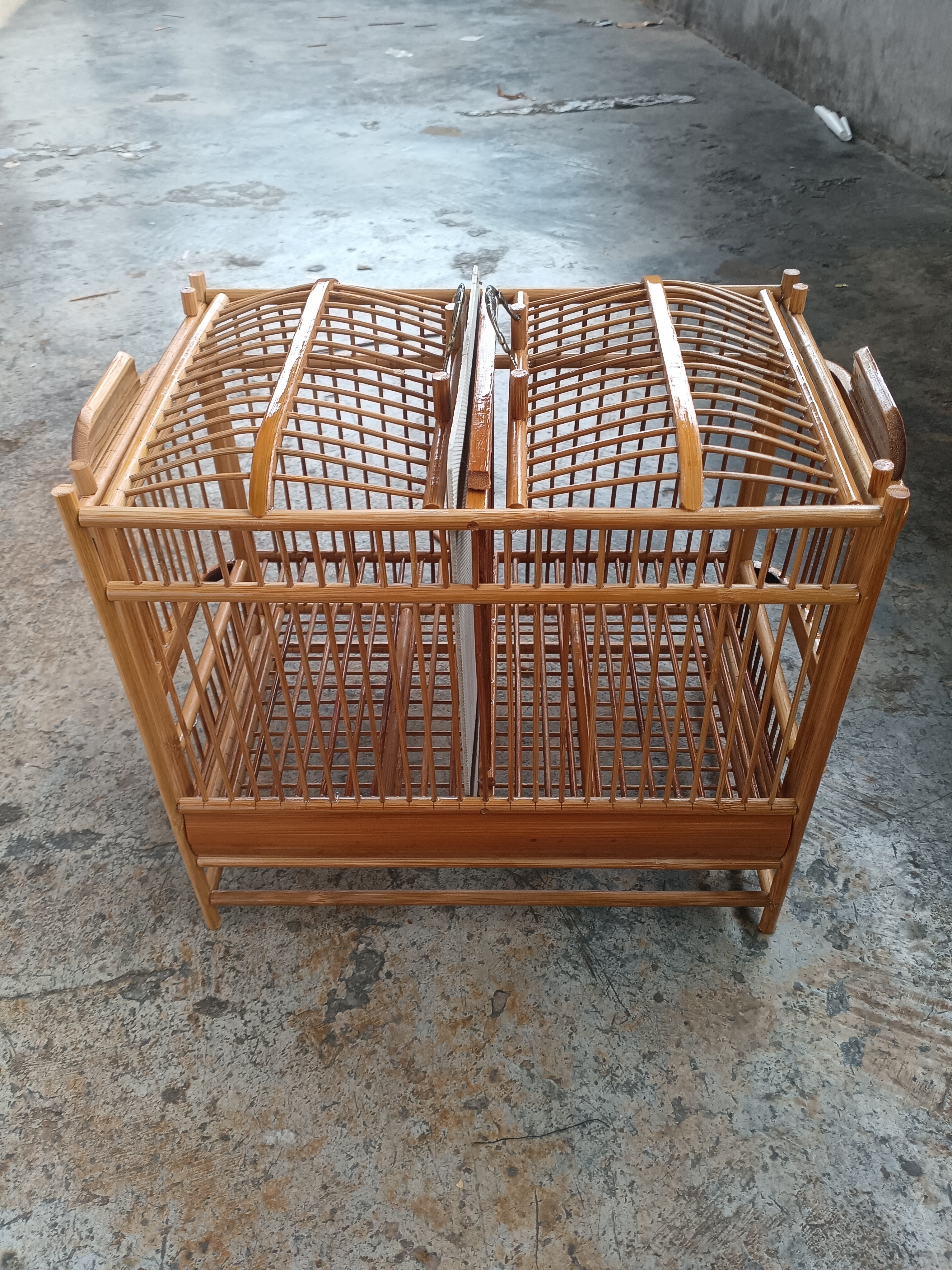 小鸟比赛笼圆条泡油款笼长30cm宽20.5cm高28cm送保养油