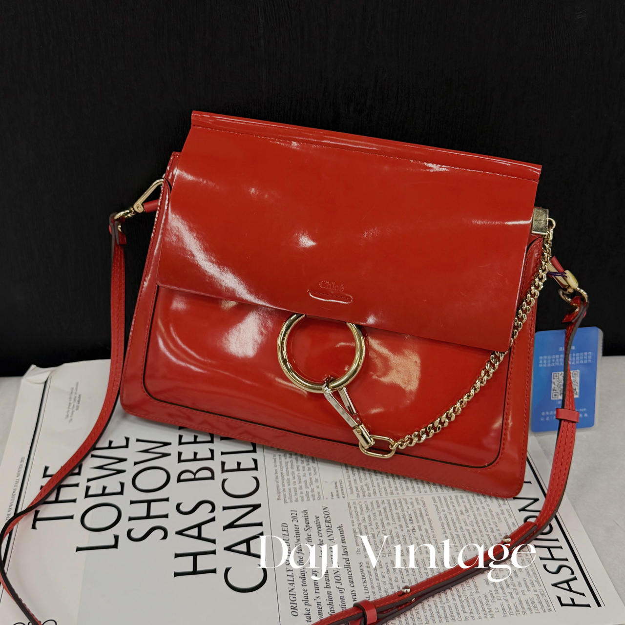 大吉中古/蔻依红色小猪包大号斜挎包