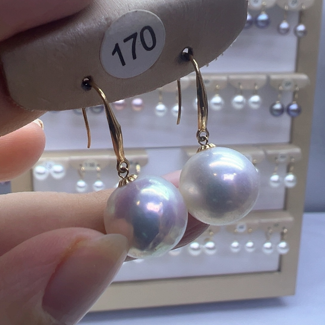 18K金镶嵌淡水珍珠耳饰