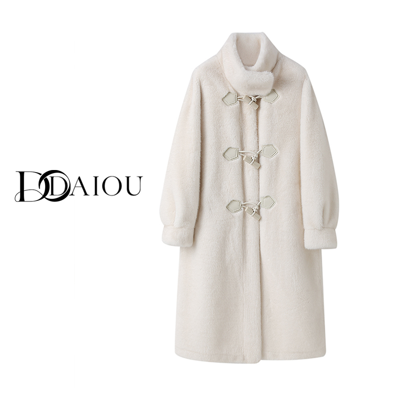 【DaiOu专属】2025海宁秋冬新款牛角扣雪兰貂长款外套2339