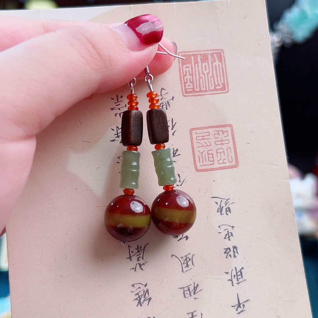 未镶嵌玛瑙挂件耳环
