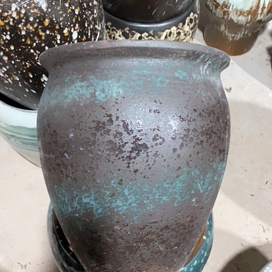 紫砂花盆口27高度30黑刷