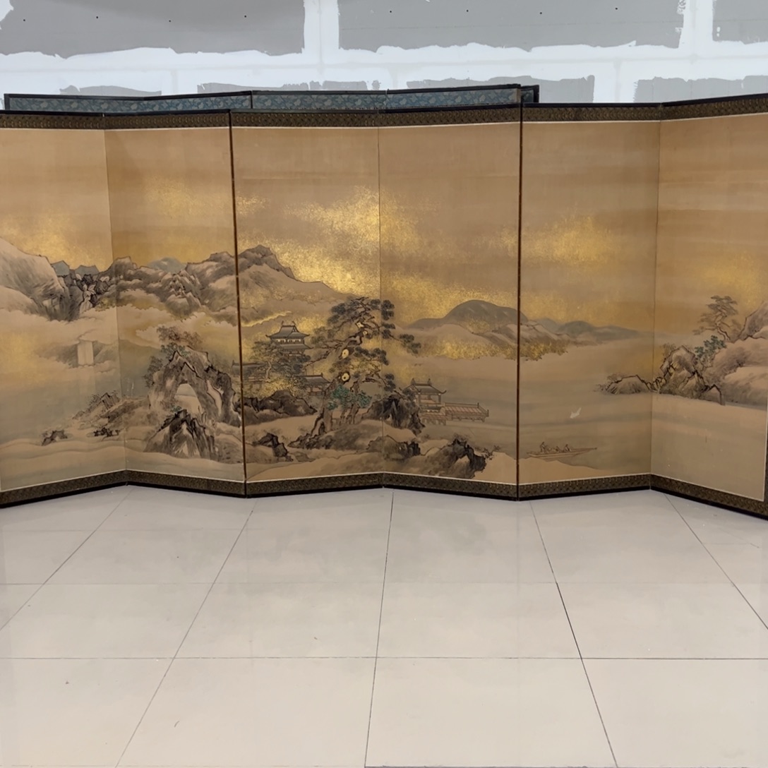绘画山水屏风框画茶空间设计
